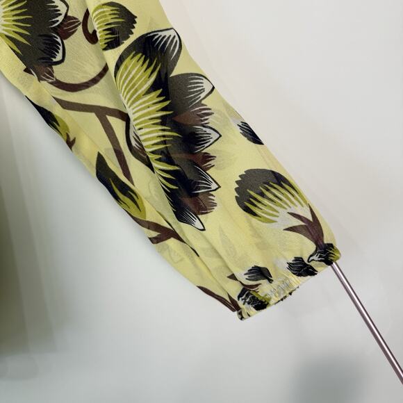 Ann Taylor Floral Semi Sheer Top Size PS Yellow Lightweight Office Casual - Picture 4 of 8